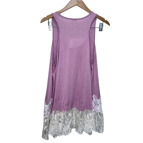 Umgee Pink Floral Lace Tunic Tank top Size Large - Picture 10 of 12